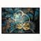 Designart - Symmetrical Blue Gold Fractal Flower - Abstract Print On Framed Canvas